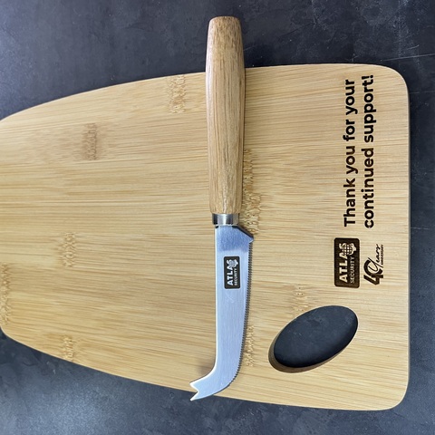 Engraved Cheese board and Knife